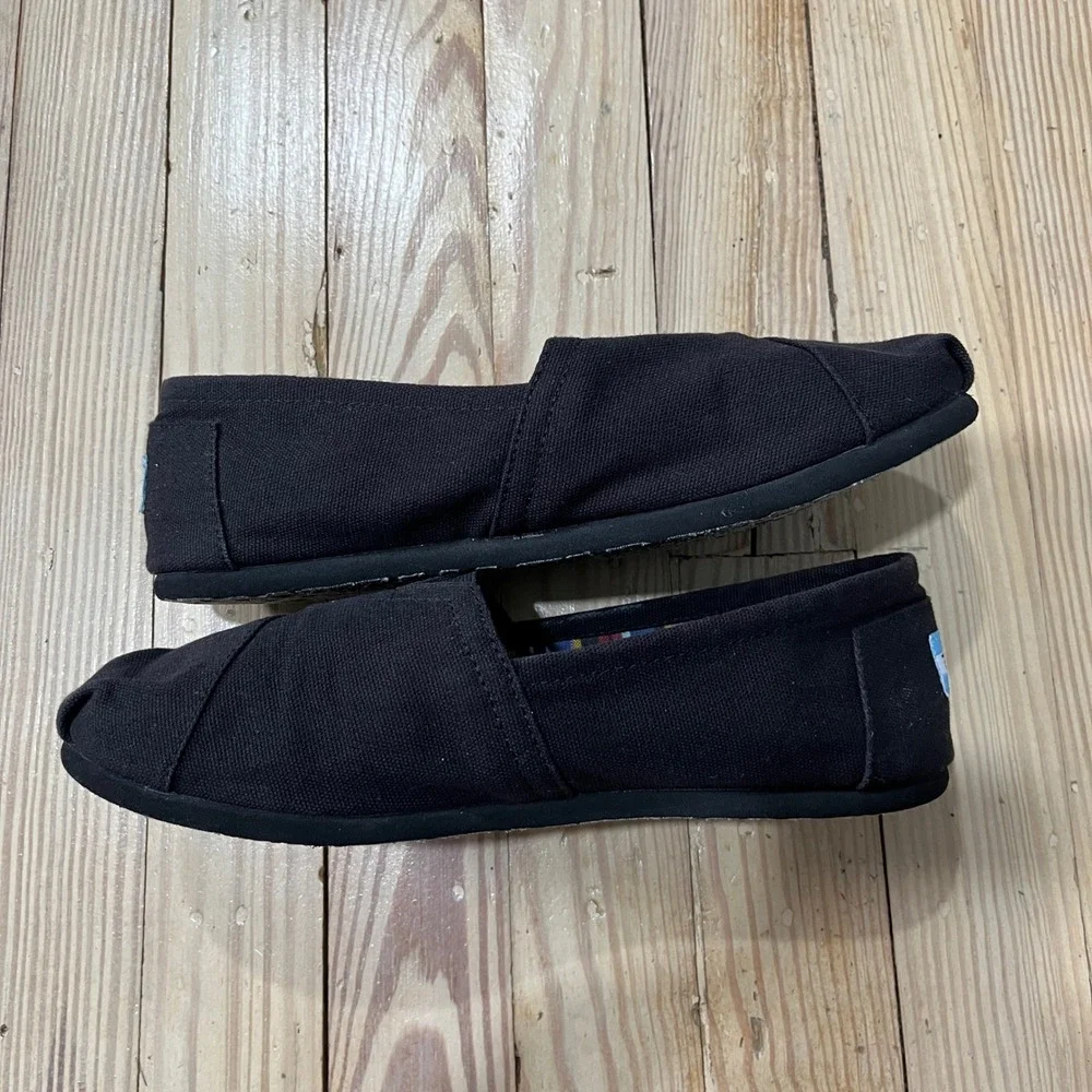 TOMS Alpargata Slip On Shoes Womens Size 9 Black Canvas Classic Flats Comfort